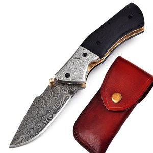Cuchillo plegable de acero de Damasco hecho a mano personalizado con mango de madera/hueso y diseño de bloqueo interno OEM ODM disponible suministro de fábrica - Product Image 1
