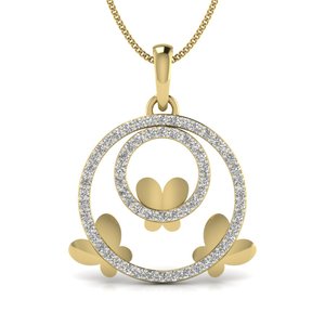 Ishi Diamonds 18K Círculo de oro con mariposas Lab Grown Diamond Pendant - Product Image 1