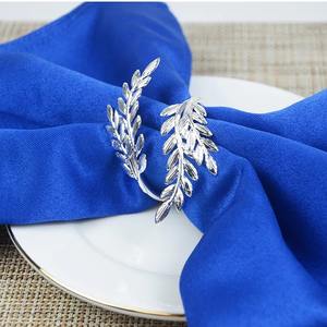 En gros Dernière Arrivée En Forme De Feuille Ronds De Serviette En Métal Plaqué pour La Décoration De Table De Mariage - Product Image 5