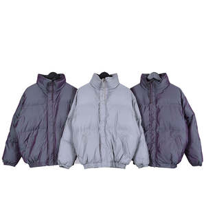 Chaquetas acolchadas reflectantes con cremallera de algodón y cuello levantado de diseño personalizado OEM para hombre, chaqueta de invierno ligera suave de invierno al por mayor - Product Image 1