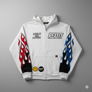 เสื้อฮู้ดซิปสีขาวแบบกำหนดเอง |   เสื้อฮู้ดผ้าฟลีซพิมพ์ลายหน้าอก |   แฟชั่นยอดนิยม เสื้อผ้าสตรีทแวร์ ชุดฤดูหนาว ขายส่ง - Product Image 1
