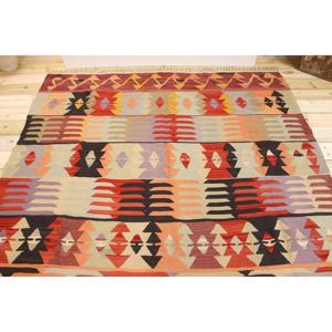 Tapis vintage 6,3 x 10,1 pieds, tapis turc en laine rouge patchwork - Product Image 3