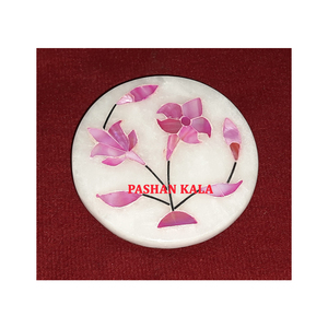 Fregona de Color rosa con incrustaciones de mármol blanco de forma redonda, espejo para el hogar para Festival de Ramadán en interiores, decoración Interior de regalo - Product Image 1