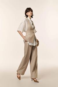 Vintage Inspired <b>Women</b> <b>Beige</b> V Neck <b>Waistcoat</b> and Office Pants Formal Business Set Autumn - Product Image 2