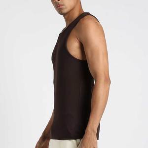NAPA INDUSTRIES Men's <b>Brown</b> V-neck Customized Logo Printed Sleeveless Tank Top Knitted Cotton Casual Breathable Quick Dry Sporty - Product Image 5