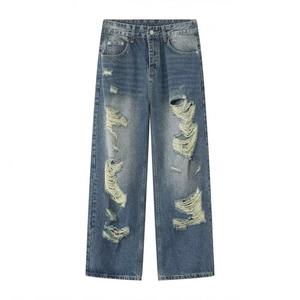 Custom Embroidered <b>Men</b> Denim <b>Jeans</b> Slim Straight Fit Fashion Streetwear Comfortable <b>Soft</b> Cotton Bulk Supply Factory - Product Image 1