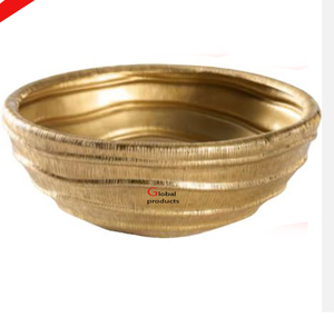 Cuenco para servir de acero sin manchas de metal con acabado plateado de nueva apariencia con diseño de hojas y flores doradas para restaurante y bar de hotel - Product Image 5