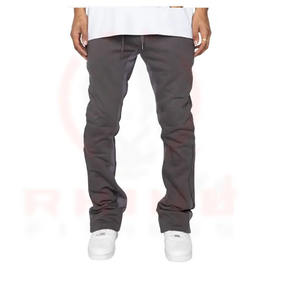 Pantalones de chándal acampanados personalizados para hombre, pantalones apilados de cuero de felpa francesa de alta calidad, pantalones de tela no tejida informales - Product Image 2