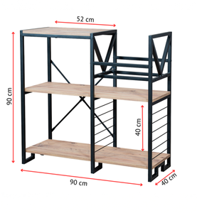 Support pour tourne-disque de style industriel avec étagères de rangement, structure en bois et métal, décoration multifonctionnelle pour salon - Product Image 6