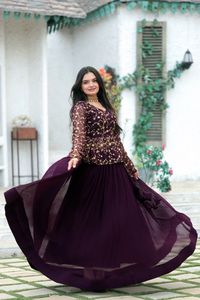 Anarkali Lehenga Choli ปักเลื่อมสำหรับผู้ใหญ่สำหรับงานปาร์ตี้และสวมใส่ - Product Image 2