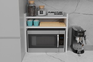 Estante de Cocina Moderno de Tres Niveles para Microondas, Organizador de Almacenamiento, Diseño Minimalista, Material de Madera, Tipo Vertical - Product Image 6
