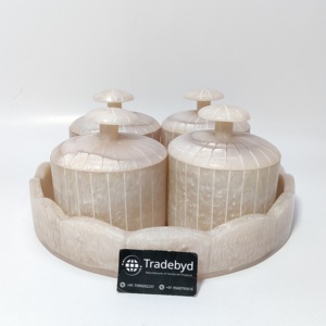 Juego de 4 contenedores herméticos de resina para el almacenamiento de la cocina del hogar elegante tarro de fruta seca para comedor de Tradebyd para regalos - Product Image 6