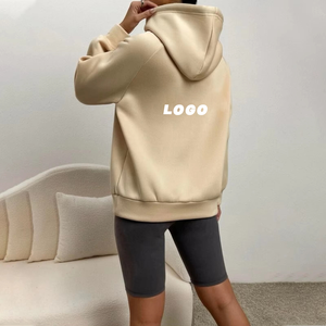 เสื้อมีฮู้ดผ้าคอตตอน100% เป็นมิตรกับสิ่งแวดล้อมสำหรับผู้หญิงเสื้อมีฮู้ดพิมพ์โลโก้ทรงหลวมแขนปีกค้างคาวสำหรับฤดูหนาว - Product Image 2