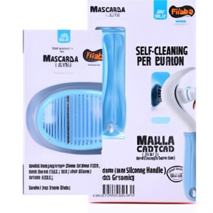 Self-Cleaning One Button <b>Pet</b> Hair <b>Brush</b> for Cats and Dogs Silicone Handle Blue - Product Image 2