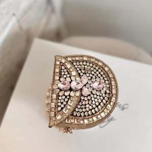 Bolso de mano nupcial de moda para bodas, colores mixtos, mosaico de espejo, hecho a mano, metal, piedra Kundan, bandolera, diseño personalizado - Product Image 5