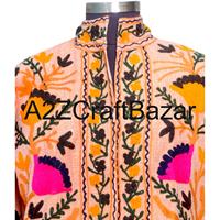 Chaqueta Bomber Suzani Boho Elegante para Mujer, Tejida a Mano, Transpirable, Ecológica, con Patrón Floral, 100% Algodón, Bordada para Invierno
