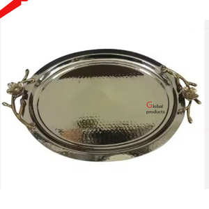 Plateau de service en métal au design élégant de forme carrée martelé pour la maison, l'hôtel et le restaurant - Product Image 3