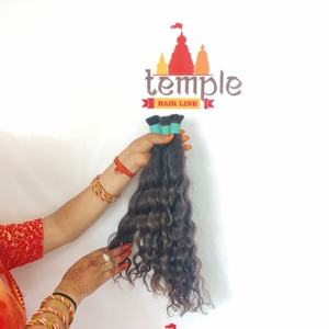 Cabello crudo indio virgen Temple, procesamiento químico de trama a granel, sin trenzado al por mayor, cutícula alineada, cabello humano - Product Image 3