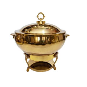 Maravilloso Diseño de Recipiente para Calentar Comida en Metal Dorado Pulido para Accesorios de Hotel, Recipiente para Servir Comida Caliente a Precios Asequibles - Product Image 1