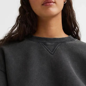 Sudadera de mujer de gran tamaño con estampado bordado personalizado, precio al por mayor, ropa de invierno, sudaderas transpirables de lana de algodón de Color sólido - Product Image 3