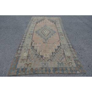 Alfombra Kilim marrón Beige 4,9X9,9 pies tejido plano alfombra turca Material de lana con respaldo de látex para decoraciones de sala de estar adolescente - Product Image 1