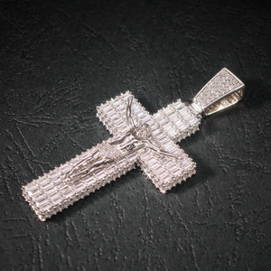 Hip Hop Iced Out Moissanite diamante Cruz colgante 925 Plata \ chapado en oro VVS1 Cruz colgante joyería fina - Product Image 3
