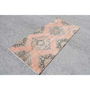 Turkish Vintage Rug, 3.2x6.9 ft Rug, <b>Red</b> Plants & trees <b>Wool</b> Rug - Product Image 2