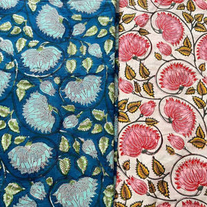 Hecho a mano Jaipuri estampado flor bloque estampado Mujer fiesta desgaste Swing vestido tela étnica artesanía acolchado tela de algodón - Product Image 1