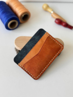 Dompet Kartu Kulit Asli Buatan Tangan dengan Tepi yang Dipoles, Dompet Tipis, Organizer, Tahan Lama, Gaya Vintage, Dapat Disesuaikan, dengan Ukiran Kustom