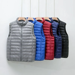 Gilet bouffant d'hiver décontracté pour hommes avec fermeture à glissière Gilet sans manches pour vêtements d'extérieur Veste en duvet collée - Product Image 3