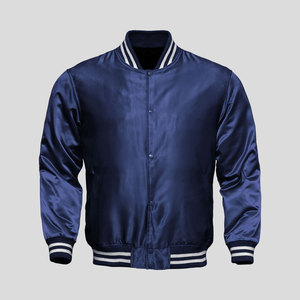 Chaqueta de béisbol de bombardero de satén de alta calidad unisex personalizada OEM lana cierre de cremallera XL tamaño soporte lienzo estampado al por mayor algodón - Product Image 2