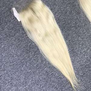 Color claro #60 Mezcla 5x5 Transparente Conjunto completo Natural Recto Hd Cierre de encaje 150 Densidad Extensión de cabello humano crudo - Product Image 2