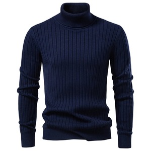 Pull à col roulé de haute qualité pour hommes, couleur unie avec pull rayé, hiver, basique, décontracté, grande taille - Product Image 6