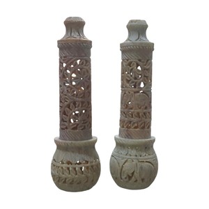 Brûleur d'encens et porte-bâton de sculpture en stéatite de produit incurvé naturel de meilleure qualité avec article de cadeau religieux en forme de tour - Product Image 3