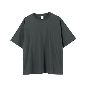 Camiseta 100% de algodón de calidad premium para hombre, transpirable, de gran tamaño, con estampado de logotipo personalizado en la parte delantera, color sólido, estilo veraniego, tejido largo - Product Image 2