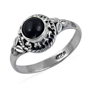 Bague en argent sterling 925 pour femme, onyx noir, sertie de pierres, plaquée or 18 carats, pour mariage ou fiançailles, 1er cadeau de bijoux - Product Image 3