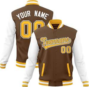 Chaqueta de hombre personalizada con logotipo de estilo callejero de talla grande, diseño universitario, chaqueta de cuero Letterman Varsity bordada con Flash - Product Image 1