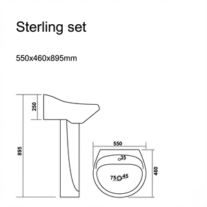 Ensemble de lavabo sur pied en céramique écologique moderne pour villa, hôpital et appartement - Product Image 2