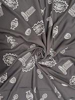 Tissu en rayonne noir brodé de qualité supérieure, respirant et léger, imprimé de motifs grecs blancs, idéal pour les vêtements de mariée pour filles