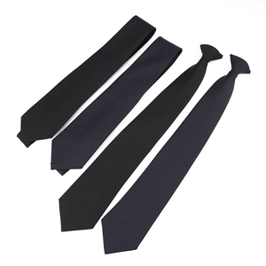Элегантные однотонные черные и темно-синие деловые галстуки из качественного тканого полиэстера на клипсе для безопасности - Product Image 1