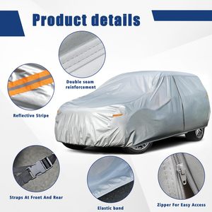 Housse de voiture 6 couches personnalisé<span class=keywords><strong>e</strong></span> imperméable tous temps pour automobiles, couverture complète extérieure contre la pluie et le soleil, protection UV - Product Image 3