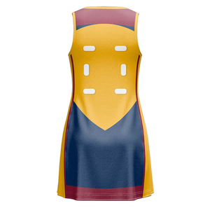 Women's Yellow Blue Sublimated Netball <b>Dress</b> Seamless Polyester Sportwear Casual <b>Dress</b> for Adults - Product Image 3