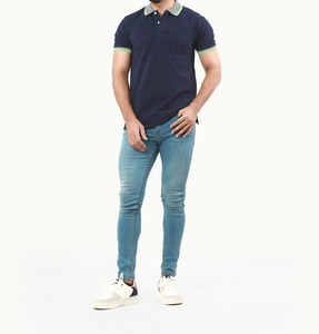 Artículo único de algodón/poliéster para hombre de verano Casual sólido azul marino transpirable cómodo Slim Fit manga corta para camisa - Product Image 6