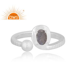แหวนอัญมณีลาบราดอไรต์ธรรมชาติปรับได้เครื่องประดับเงินแท้ปรับได้สำหรับผู้หญิงของขวัญล่าสุด - Product Image 2
