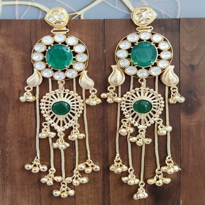 Doublet Plus Moissanite Polki Kashmiri <b>Earrings</b> For Women Luxury Indian Traditional <b>Earrings</b> For Party Wear <b>Long</b> Tassel <b>Earrings</b> - Product Image 1