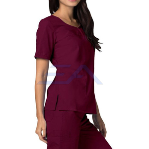 Professional Made Quick Dry Medical Women <b>Scrub</b> <b>Top</b> Custom Design 100% Cotton Needle Detection High Quality Seamless Hospital - Product Image 3