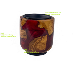 Modern Islamic Incense Burner Epoxy Resin <b>Bakhoor</b> Burner with Wooden Tray <b>Oud</b> Mabkhara for Ramadan Home Decor and Gift - Product Image 5