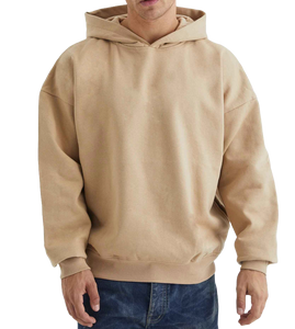 Sudadera con capucha de hombre de gran tamaño de algodón de peso pesado con hombros caídos bordados personalizados de alta calidad 400-500gsm pulóver recortado Boxy Fit - Product Image 4