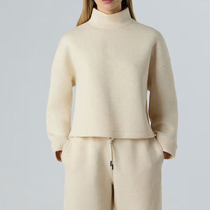 Suéter Personalizado de Otoño/Invierno para Mujer, Cuello Alto, Manga Larga, Oversize, Felpa, 100% Algodón Ecológico, Servicio OEM - Product Image 5