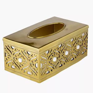 Classic Gold Metal <b>Tissue</b> <b>Box</b> Tableware Accessories Napkin Holder <b>Box</b> <b>Tissue</b> Dispenser for Home Office Countertop Napkin Holder - Product Image 3